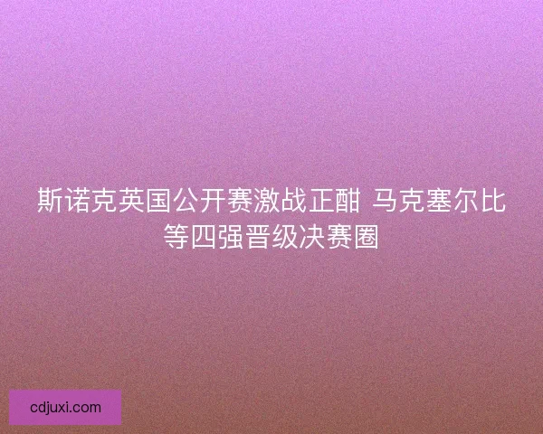 斯诺克英国公开赛激战正酣 马克塞尔比等四强晋级决赛圈